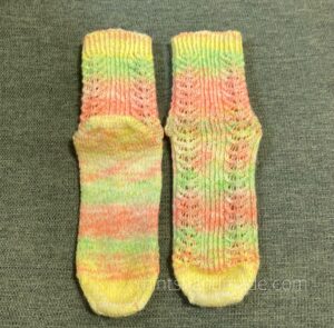 ソックブランクで染めた手編みの靴下
完成